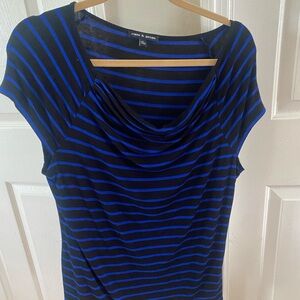 Cable&Gage Women's Black and Blue Striped Top
